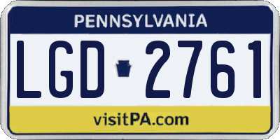 PA license plate LGD2761
