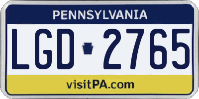 PA license plate LGD2765