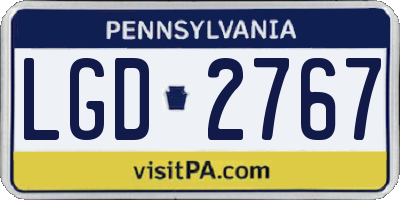 PA license plate LGD2767