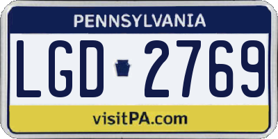 PA license plate LGD2769