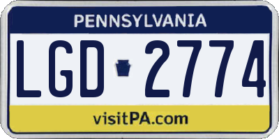 PA license plate LGD2774