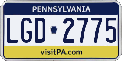 PA license plate LGD2775