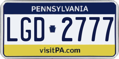 PA license plate LGD2777