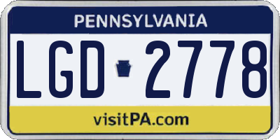PA license plate LGD2778