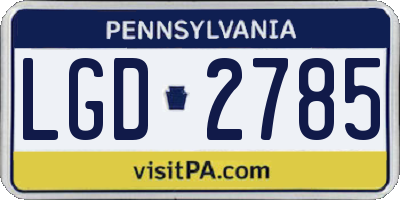 PA license plate LGD2785