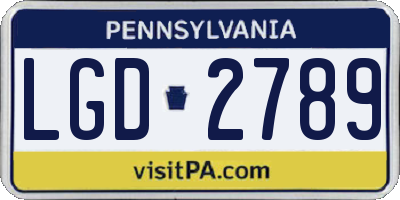 PA license plate LGD2789