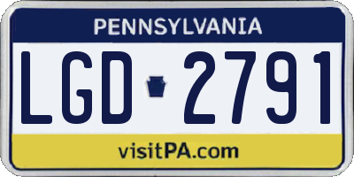 PA license plate LGD2791