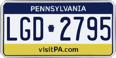 PA license plate LGD2795