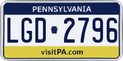 PA license plate LGD2796