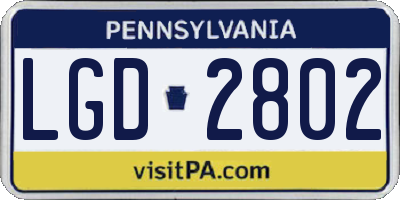 PA license plate LGD2802