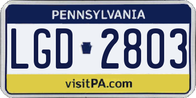 PA license plate LGD2803