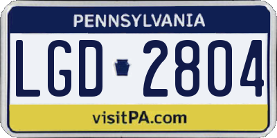 PA license plate LGD2804