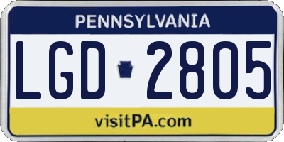 PA license plate LGD2805