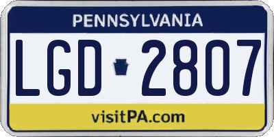 PA license plate LGD2807