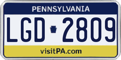 PA license plate LGD2809