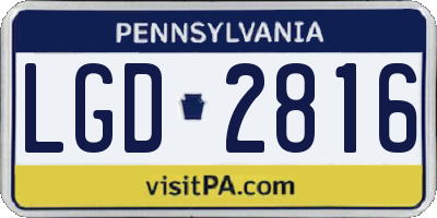 PA license plate LGD2816