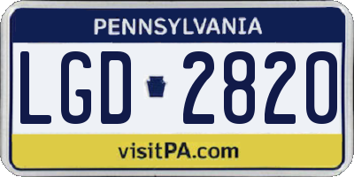 PA license plate LGD2820