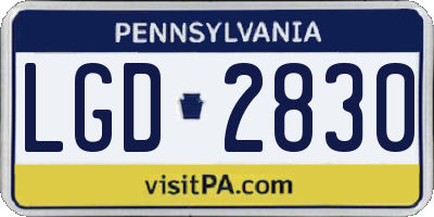 PA license plate LGD2830