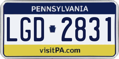 PA license plate LGD2831