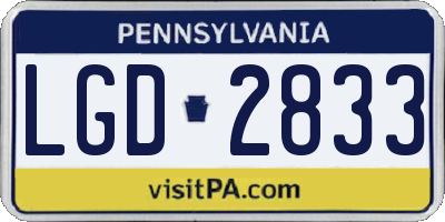 PA license plate LGD2833