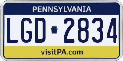 PA license plate LGD2834