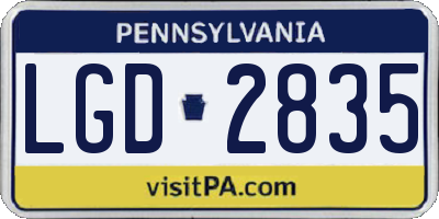 PA license plate LGD2835