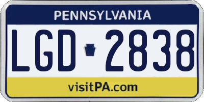PA license plate LGD2838