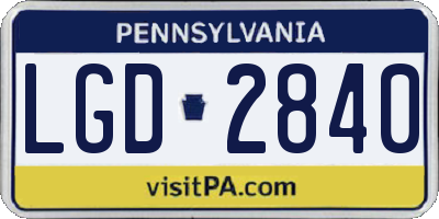 PA license plate LGD2840