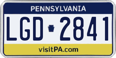 PA license plate LGD2841