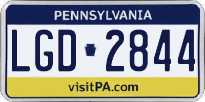 PA license plate LGD2844