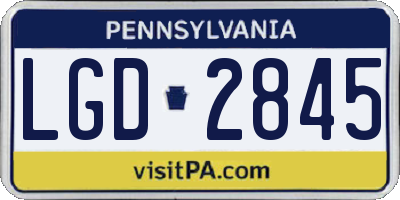 PA license plate LGD2845