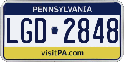 PA license plate LGD2848