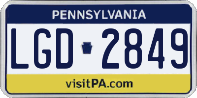 PA license plate LGD2849