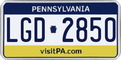 PA license plate LGD2850