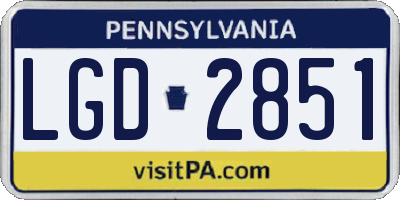PA license plate LGD2851
