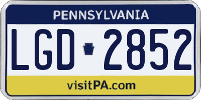 PA license plate LGD2852