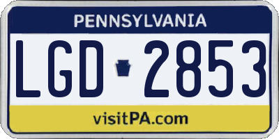 PA license plate LGD2853