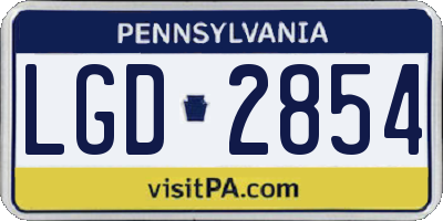 PA license plate LGD2854
