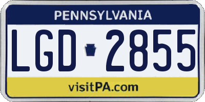 PA license plate LGD2855