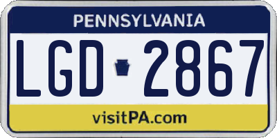 PA license plate LGD2867