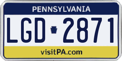 PA license plate LGD2871