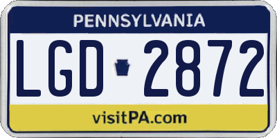 PA license plate LGD2872