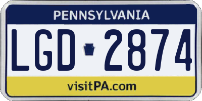 PA license plate LGD2874