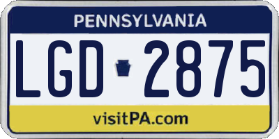 PA license plate LGD2875