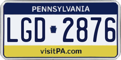 PA license plate LGD2876