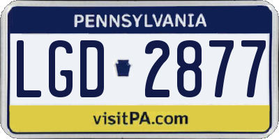PA license plate LGD2877