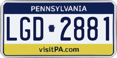 PA license plate LGD2881