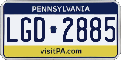 PA license plate LGD2885