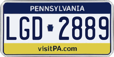 PA license plate LGD2889