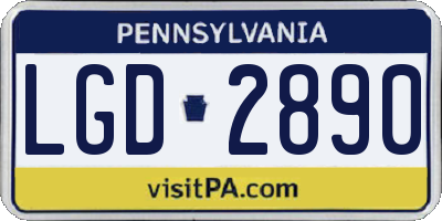 PA license plate LGD2890